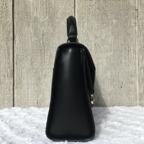 NEW Authentic Michael Kors Sloan Medium Double Flap Leather Satchel Black Blue - Picture 10 of 12